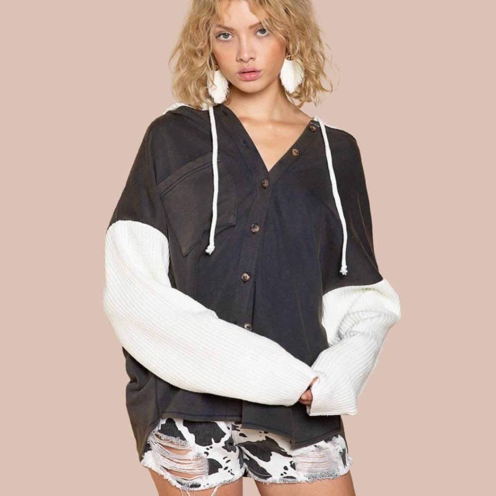 POL Put Together a Casual Look with Soft Mixed-Textured Shacket